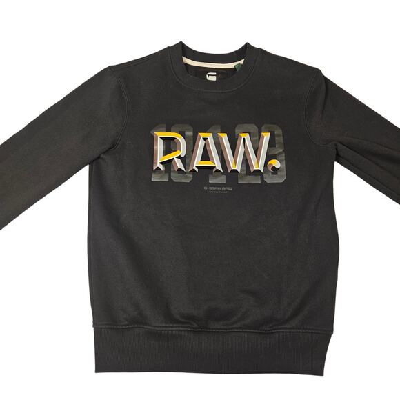 G-STAR RAW DOT Sweater Sweatshirt Mens XS Dark Black Graphic Crewneck Streetwear - Picture 1 of 15